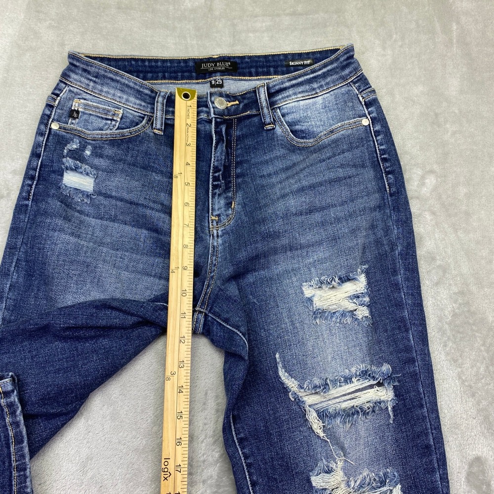 Judy Blue Skinny Fit Distressed Jeans Medium Wash High Rise Womens 9/29 Grunge - Picture 2 of 9